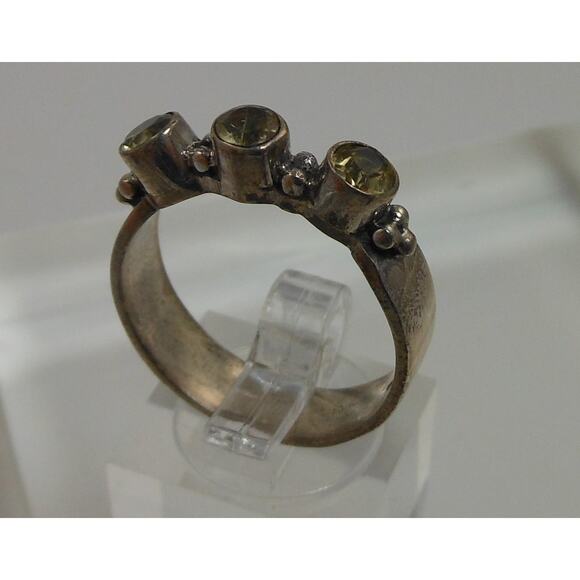 925 Sterling Silver Bali Design Ring Size 9.5 Vintage 3-Stone Balinese Style - Picture 9 of 10